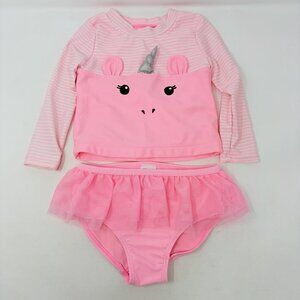 Carters Baby Girls 12‎ Months 2 Pc Unicorn Long Sleeve Rashguard Swimsuit 352